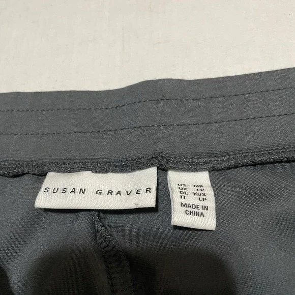 SUSAN GRAVER Supreme Knit Straight Leg Pants W/ Zip Pocket Grey Medium Petite - Picture 3 of 8